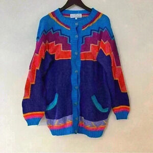 Vintage Peruvian Connection Knit Southwestern Cardigan Sweater